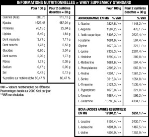 whey supremacy standard valeurs nutritionnelles